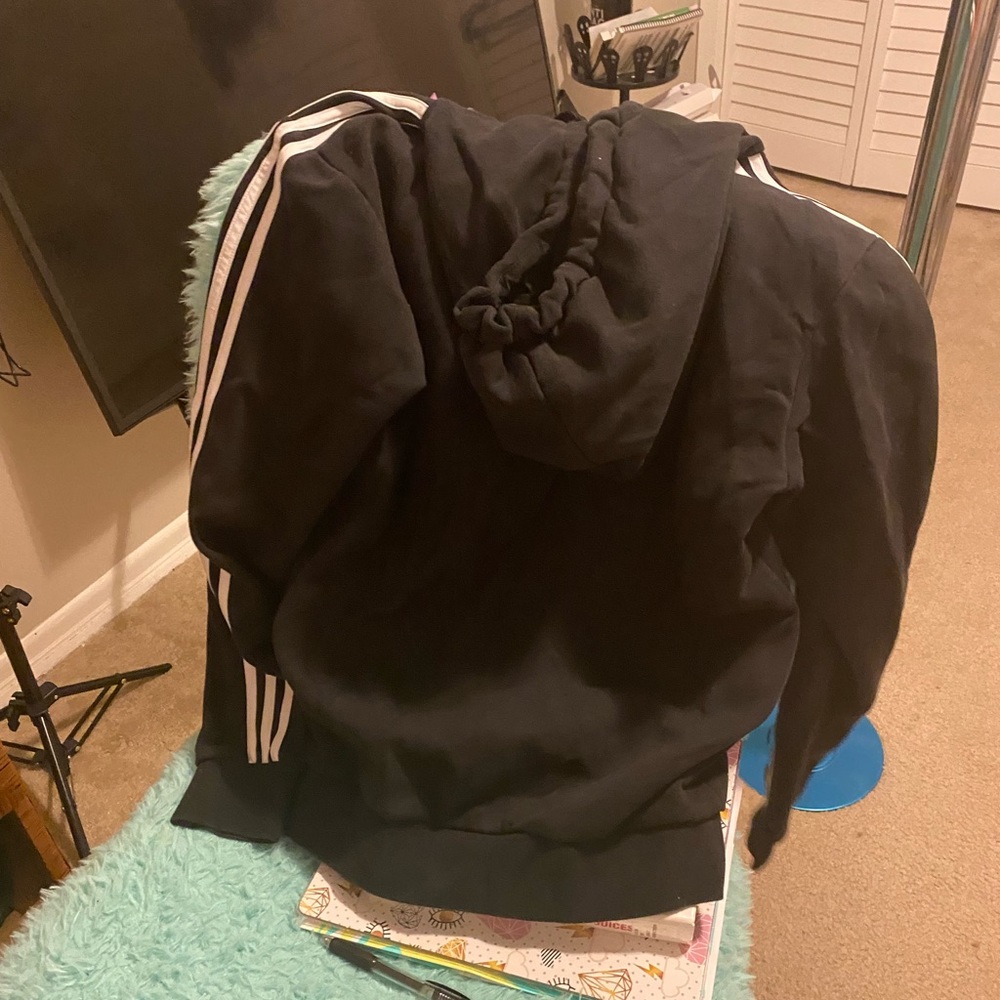 Hoodie black and white stripes Adidas men